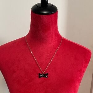Vintage Black Bow Pendant Necklace - Costume Jewelry